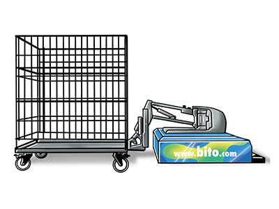 Tugger train for trolleys, e.g. for the transport of partial products