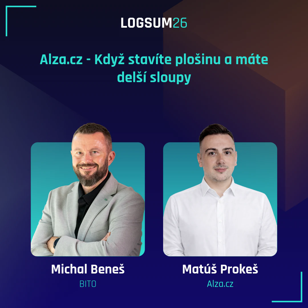 Když stavíte plošinu a máte delší sloupy | BITO CZ & Alza.cz Grafika k přednášce Když stavíte plošinu a máte delší sloupy společností BITO CZ a Alza.cz na Logistickém Summitu APIL 2026.