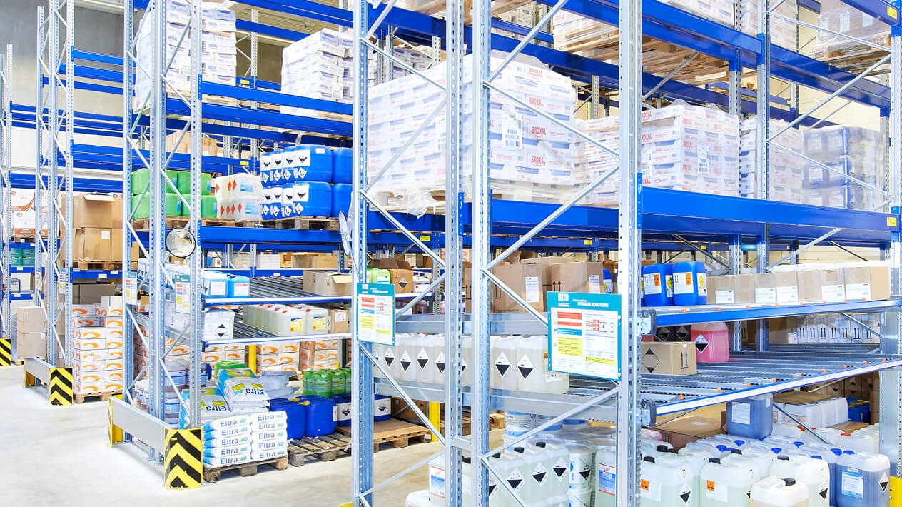 BITO Durchlauf-und Palettenregal mit Anfahrschutz