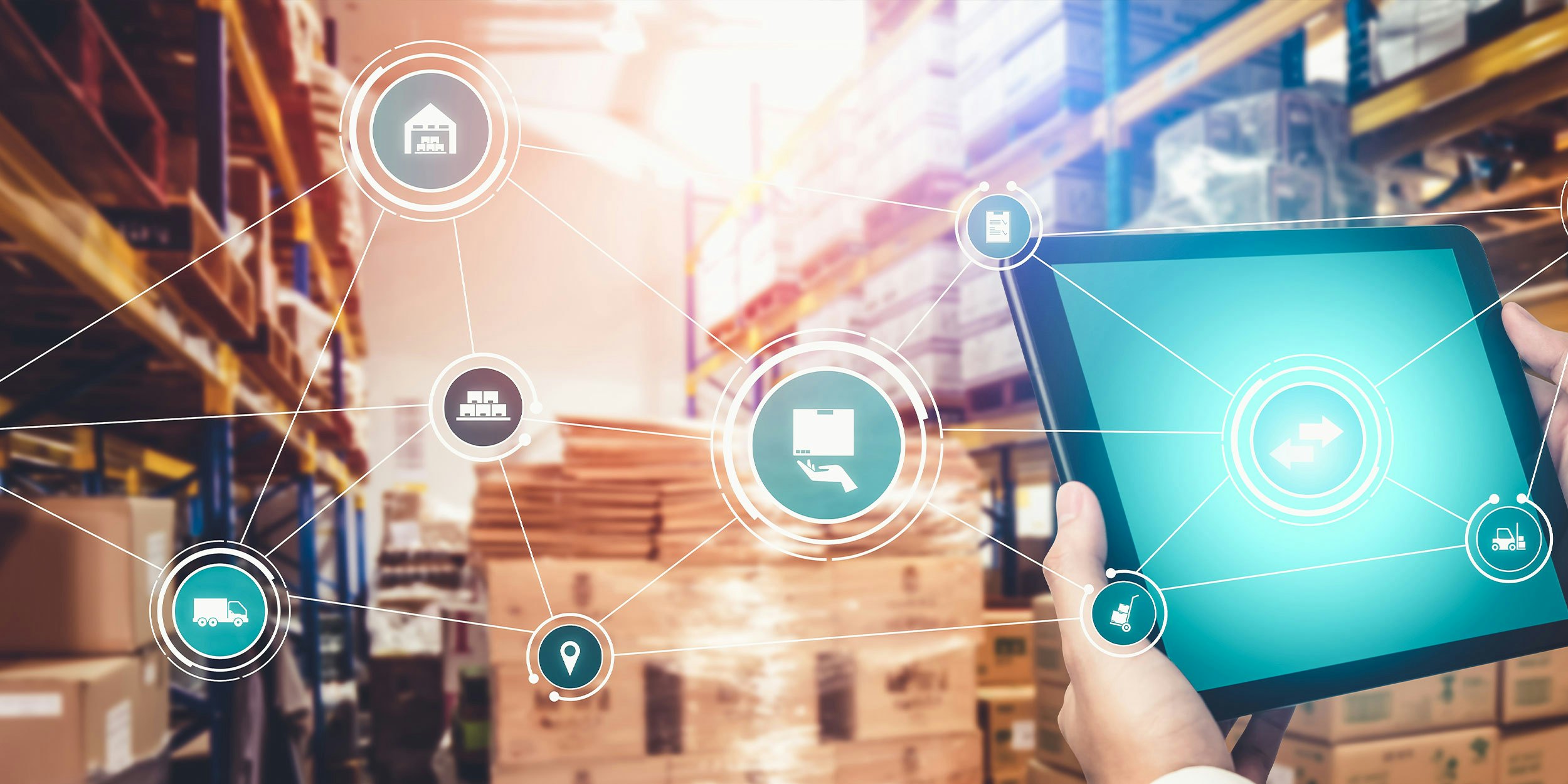 Darstellung einer resilienten Supply Chain mit digitalen Netzwerken und Datenüberwachung