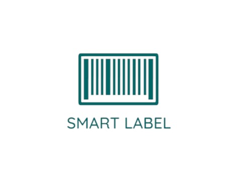 Eine Grafik in der eine Art QR- Code dargestellt wird. Darunter steht in Großbuchstaben SMART LABEL. Die Schrift und der QR-Code sind in dem BITO blau dargestellt.