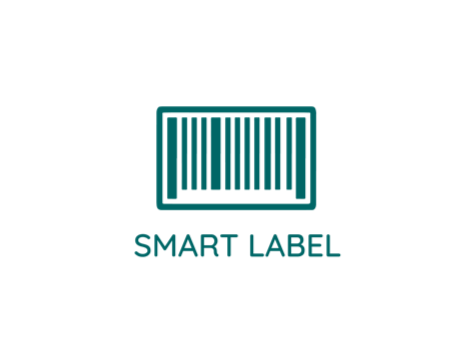 Eine Grafik in der eine Art QR- Code dargestellt wird. Darunter steht in Großbuchstaben SMART LABEL. Die Schrift und der QR-Code sind in dem BITO blau dargestellt.