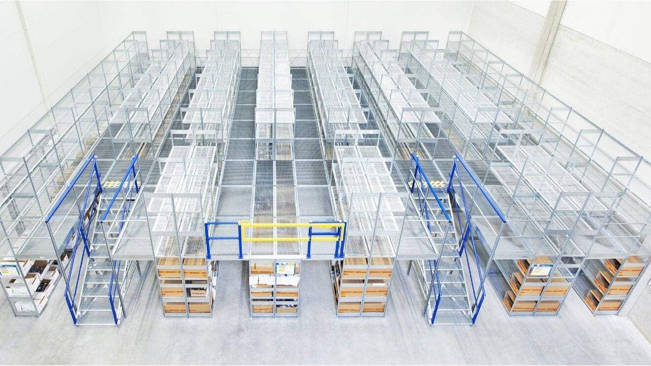 BITO Mehrgeschossanlage Eine Draufsicht von oben auf eine BITO Mehrgeschossanlage.