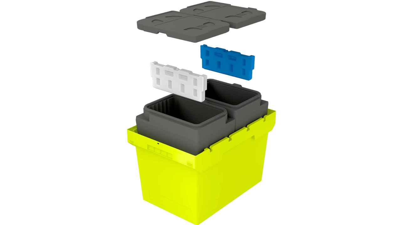 BITOBOX MB Food & Delivery Der BITO Behälter als Isolierbox mit einsetzbaren Kühlakkus in klein.