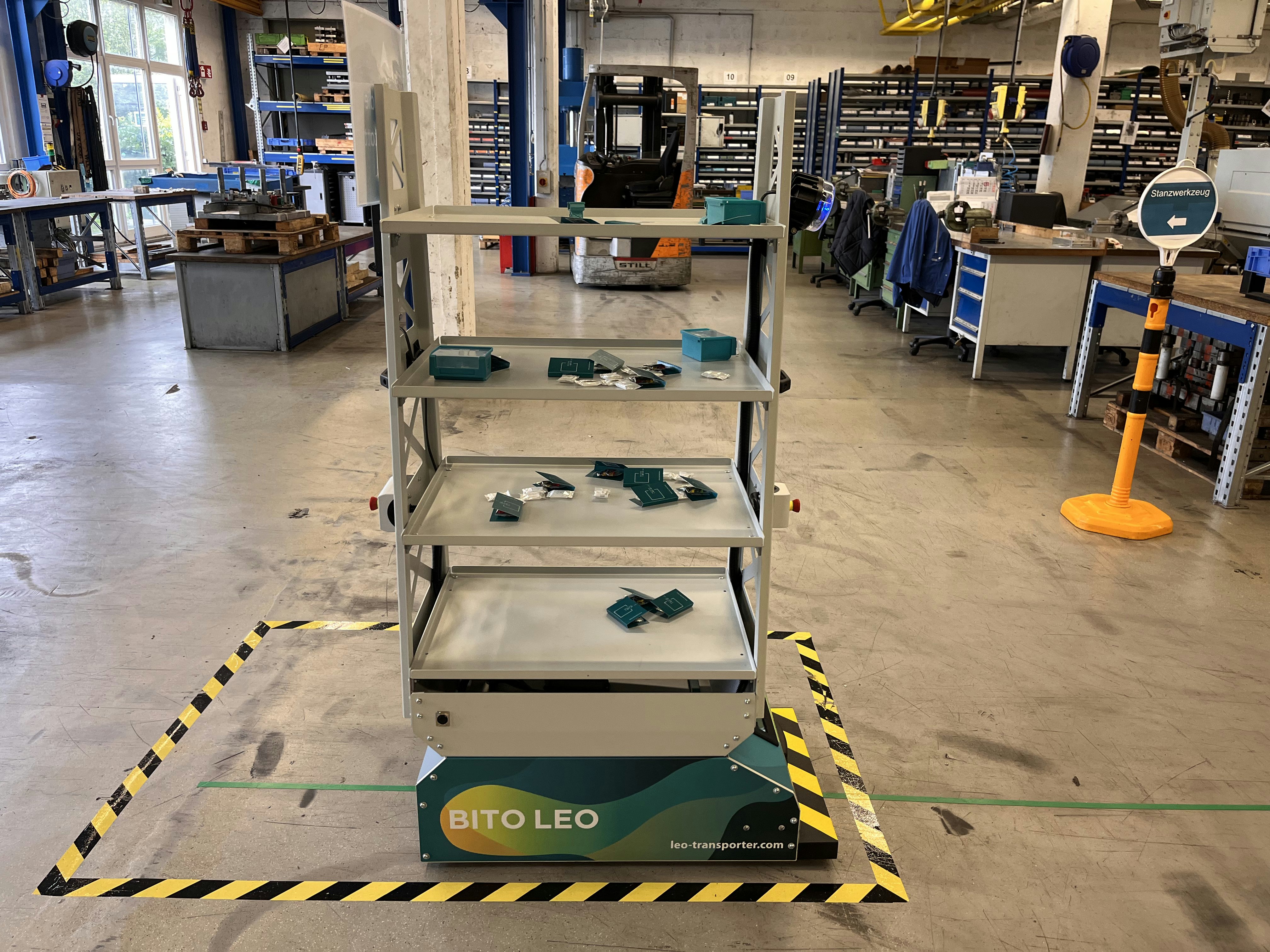 FTS LEO Carrier in der Ausbildungswerkstatt von BITO Lagertechnik