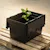 Black storage box with plant on wooden pallet