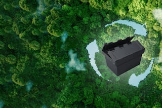 Ein Bild von einem BITO Mehrwegbehälter MB Eco im Zeichen des Recyclings