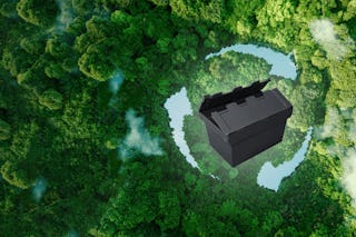 Ein Bild von einem BITO Mehrwegbehälter MB Eco im Zeichen des Recyclings