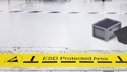 When should you use electrostatic discharge containers in the warehouse?