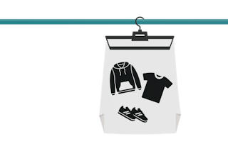 Bild von einer Tasche am Kleiderbügel