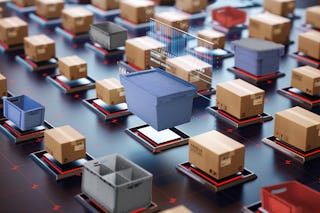 KI Bild von Schwebenden Behältern und Paketen