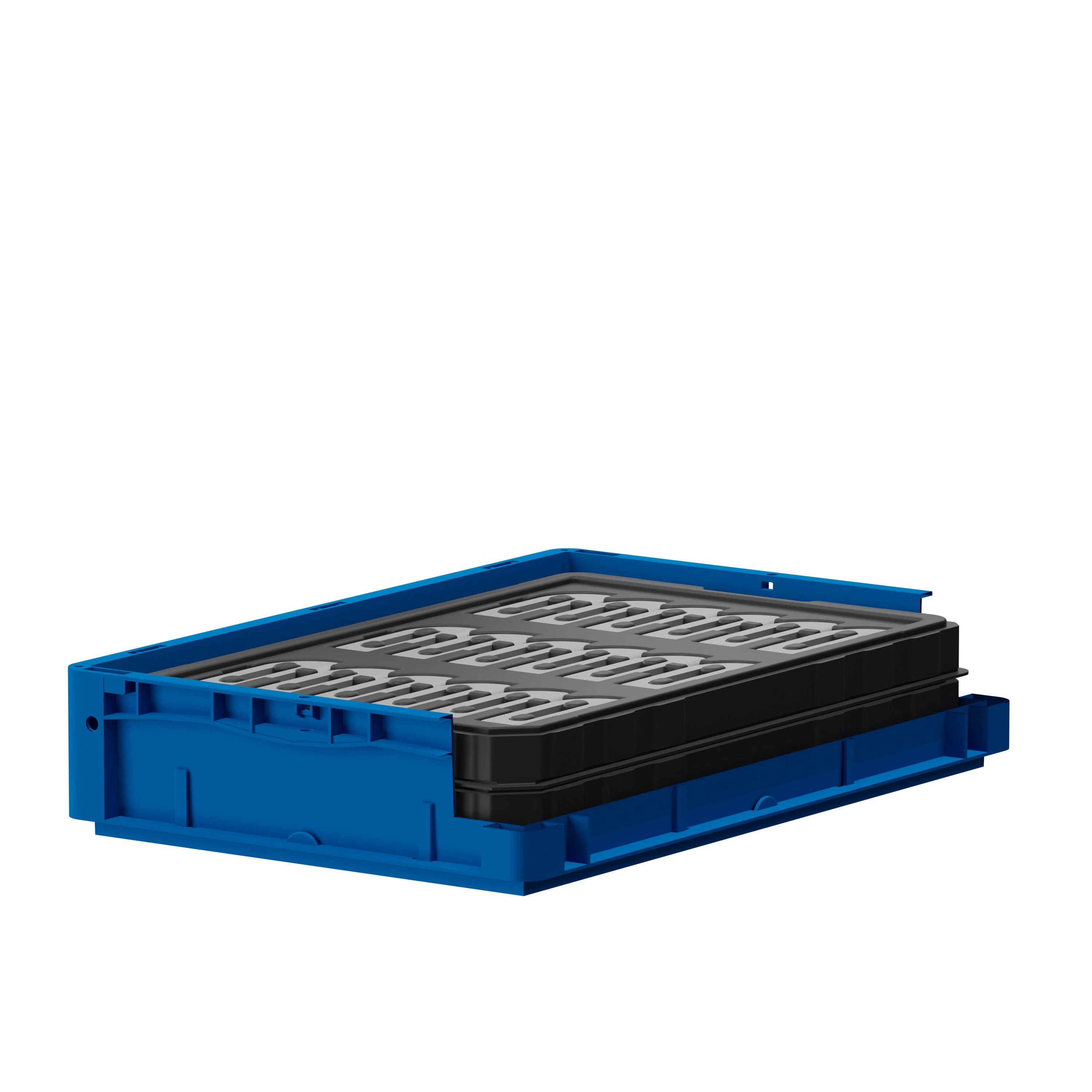 Contenedor azul con tapa negra