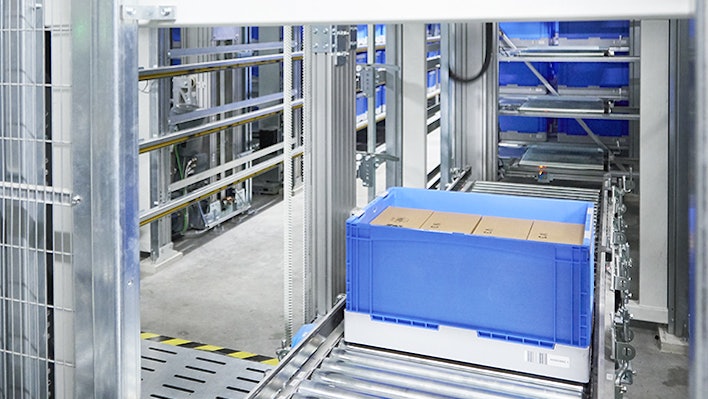 Klappboxen EQ im Einsatz auf Rollenbahnsystem