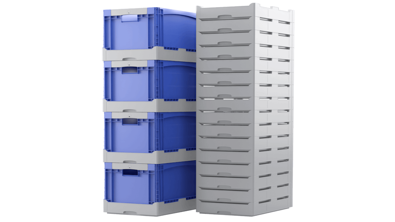 Klappbox EQ gestapelt.