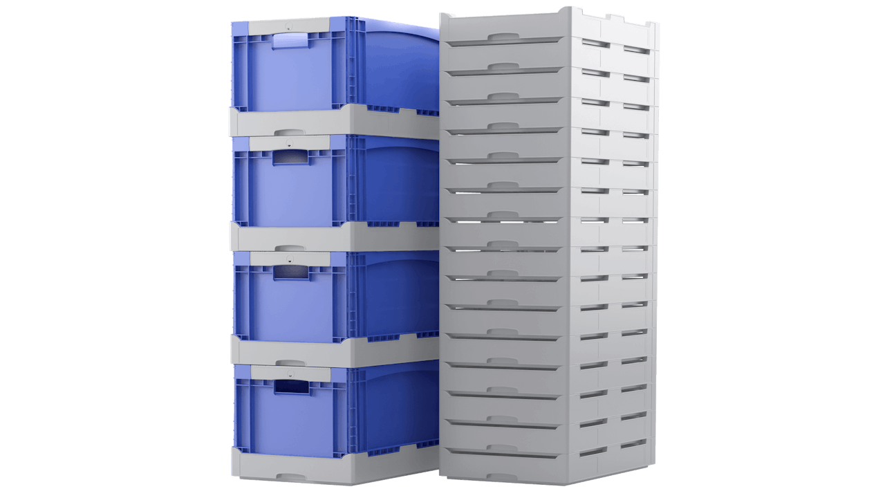 Klappbox EQ gestapelt.